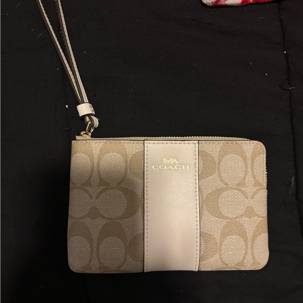 Coach Beige and Cream Wristlet